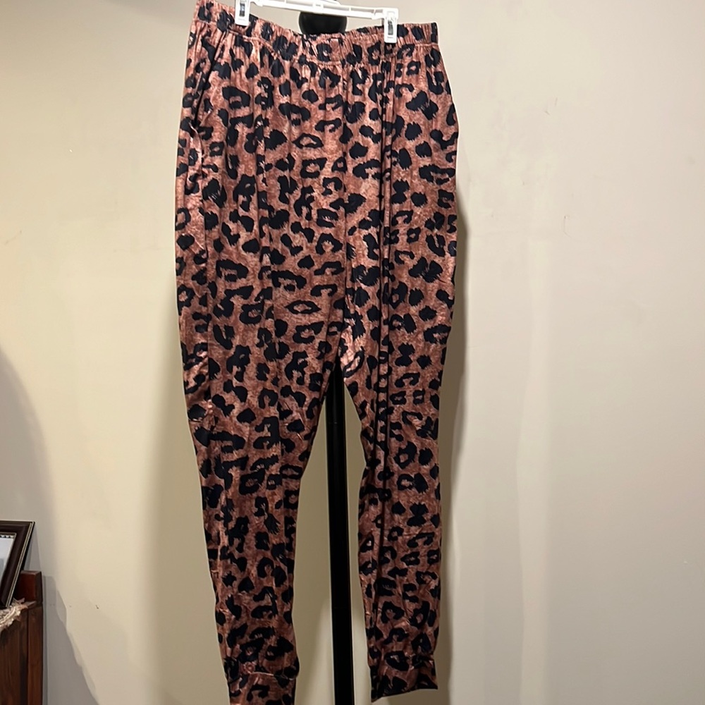 Cuffed animal print pants